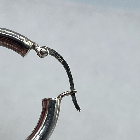 Sterling silver hoops simple round bar locking. - Picture 4 of 6
